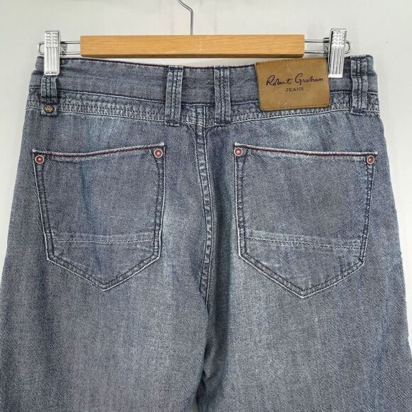 Robert Graham Blue Mid Rise Denim Straight Leg Jeans Size 30 - Picture 4 of 8